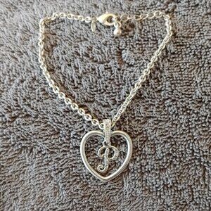 Vintage Avon Silver Heart Letter P Bracelet